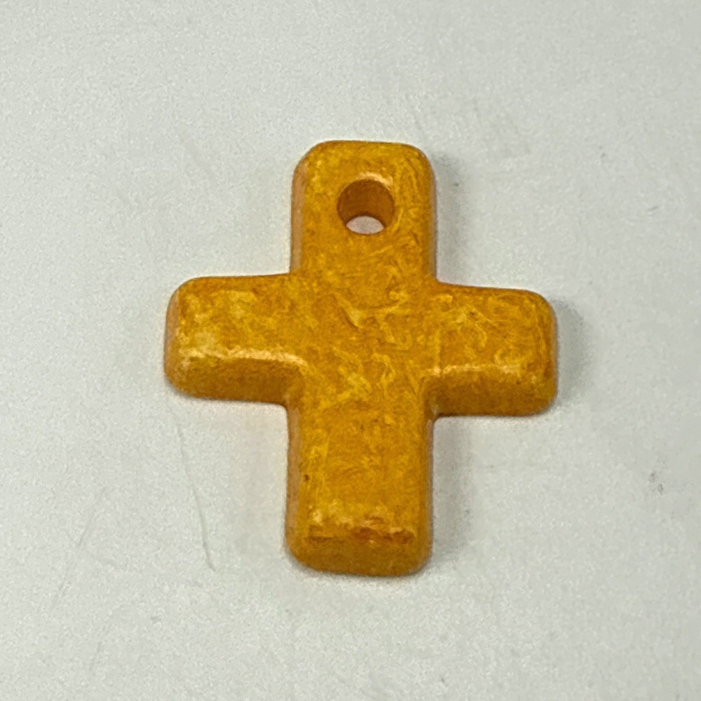 Unbranded Yellow Marbled Resin Cross Pendant Religious Charm Jewelry Making 1.5"